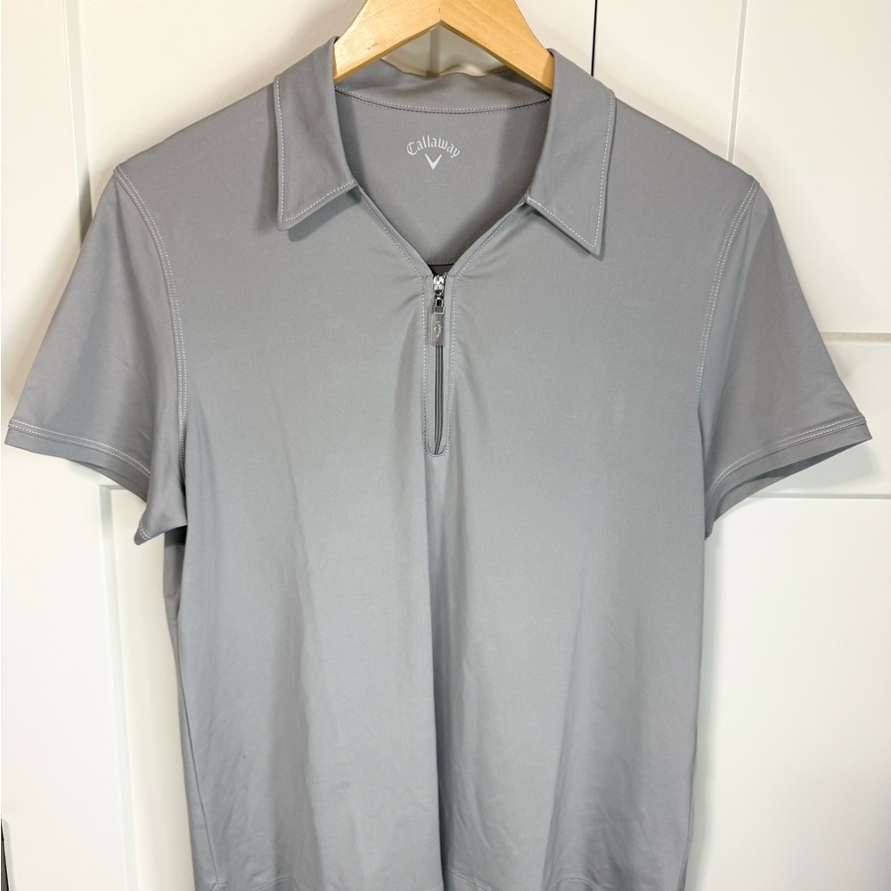Callaway Golf Performance Quarter Zip Polo Short Gray Size Large